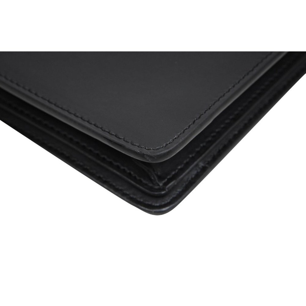 Fendi Womens Pouch Black Leather Brown FF Logo Clutch Mens Travel File Palladium - Picture 7 of 12